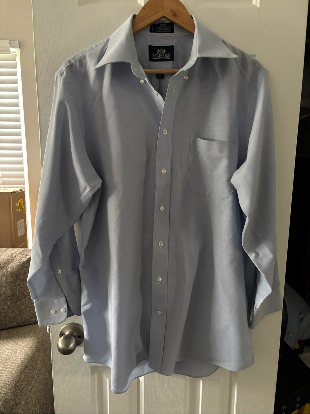 Stafford Light Blue Men's Dress Shirt - Classic Spread Collar
